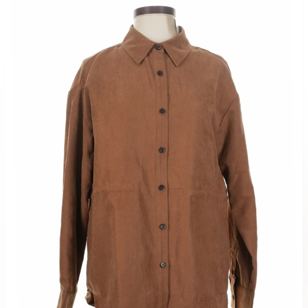 A New Day Brown Button Down, Drawstring Shirt NWT - image 6